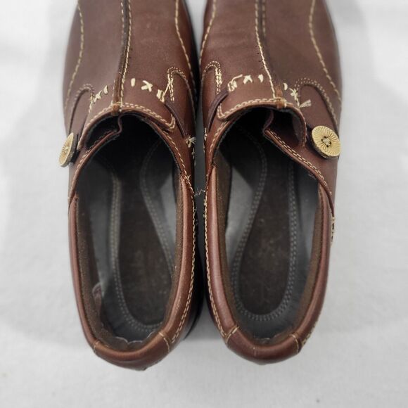 Clarks Women's Brown Slip-on Leather Shoes 7M Comfort - Picture 4 of 8